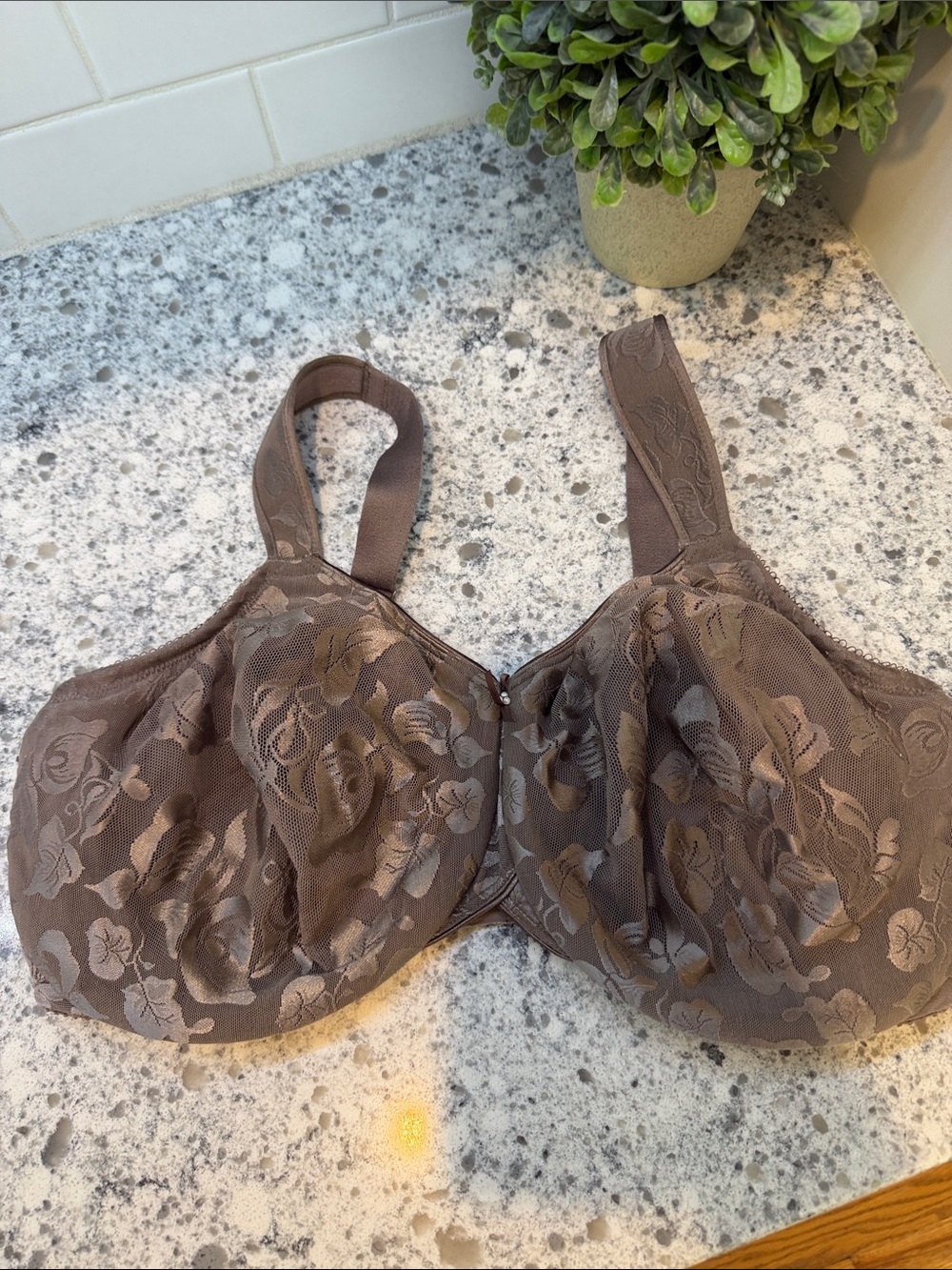 Wacoal Brown Floral Jacquard Full-Coverage Bra size 40G